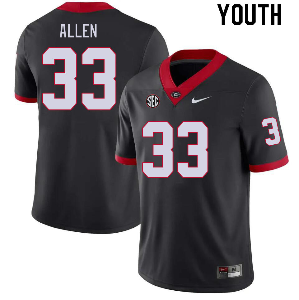 Youth #33 C.J. Allen Georgia Bulldogs College Football Jerseys Stitched-Black - Click Image to Close